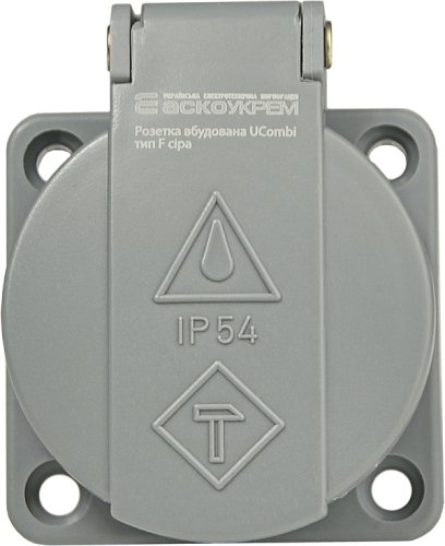 Розетка Аско-Укрем A0080010165 вбудована тип F серии UCombi 3P 16A IP54 серая