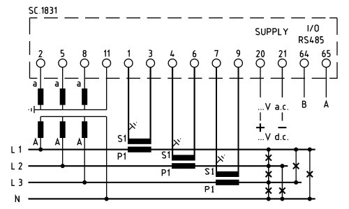 Анализатор сети модульный FRER NANO MCUP0H005MCQ2O, RS485 Modbus RTU, 100-400V, 1-5A