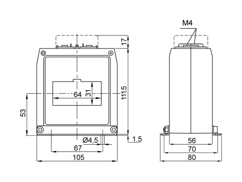 Трансформатор тока защитный FRER TAT0631K5L05 TAT063 1500A 63×30 1500/5