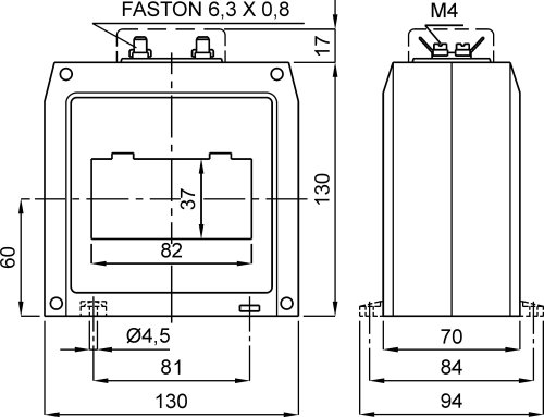 Трансформатор тока защитный FRER TAT0822K5M05 TAT082 2500A 82×37 2500/5