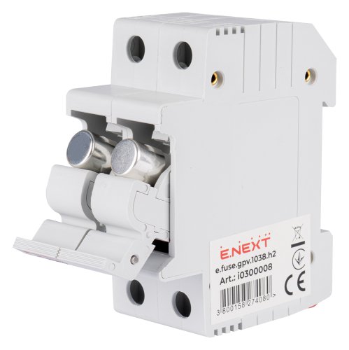 Утримувач запобіжника Enext i0300008 на DIN-рейку e.fuse.gpv.1038.h2 gPV під запобіжник 10х38 2р 32А