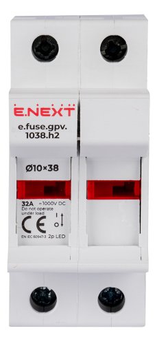 Утримувач запобіжника Enext i0300008 на DIN-рейку e.fuse.gpv.1038.h2 gPV під запобіжник 10х38 2р 32А